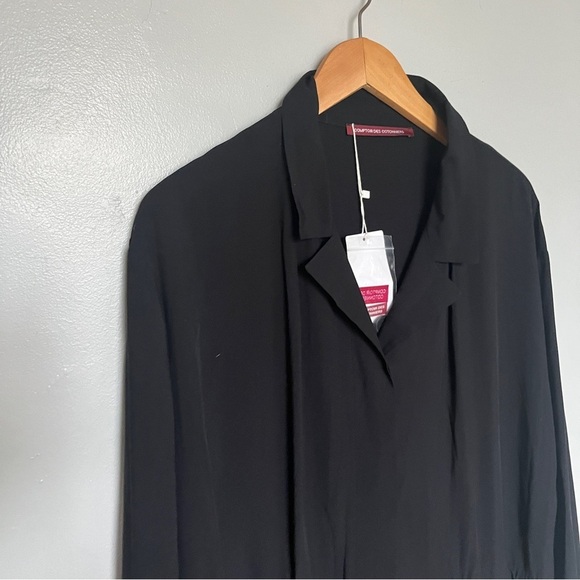 Alonne Long Sleeve Half Buttom Down Adjustable Waist Dress Black XL Large - Picture 2 of 10